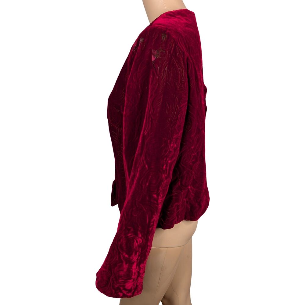 Lika Schwodsien Iridescent Velvet Embossed Rose Jacket Dark Romantic Gothic L - Picture 7 of 9